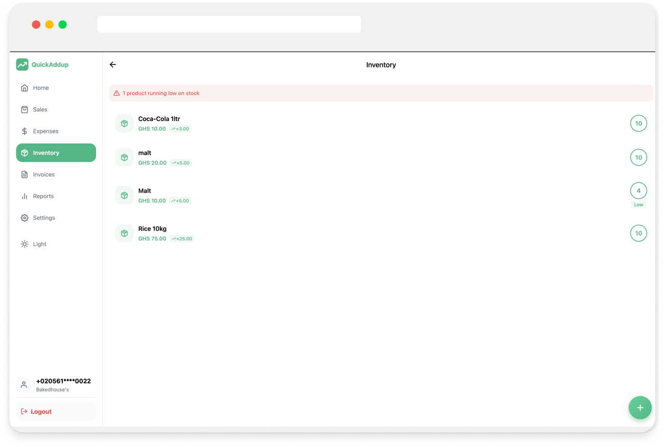 QuickAddup inventory management