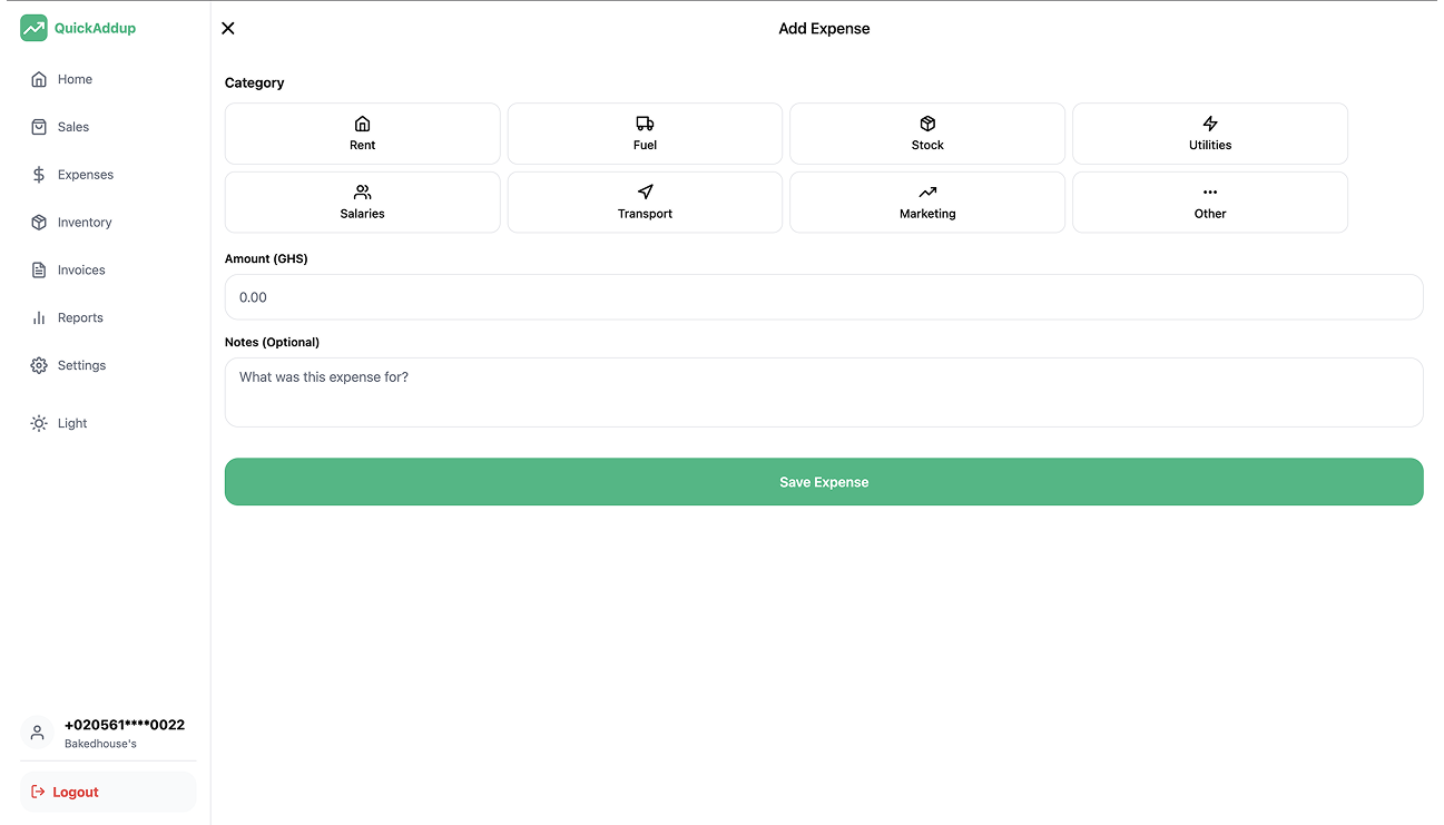 QuickAddup expense management