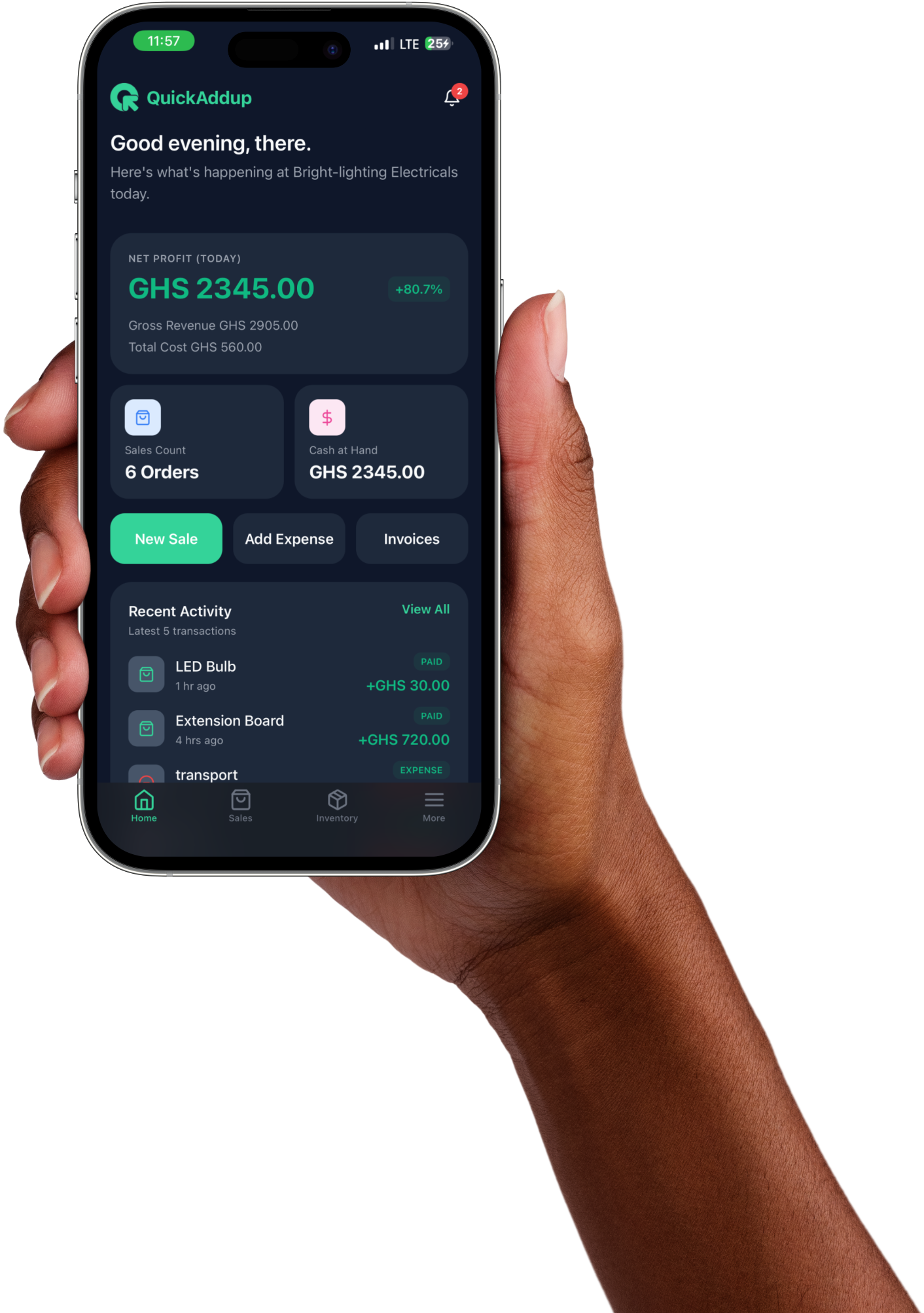 Woman using QuickAddup business management software